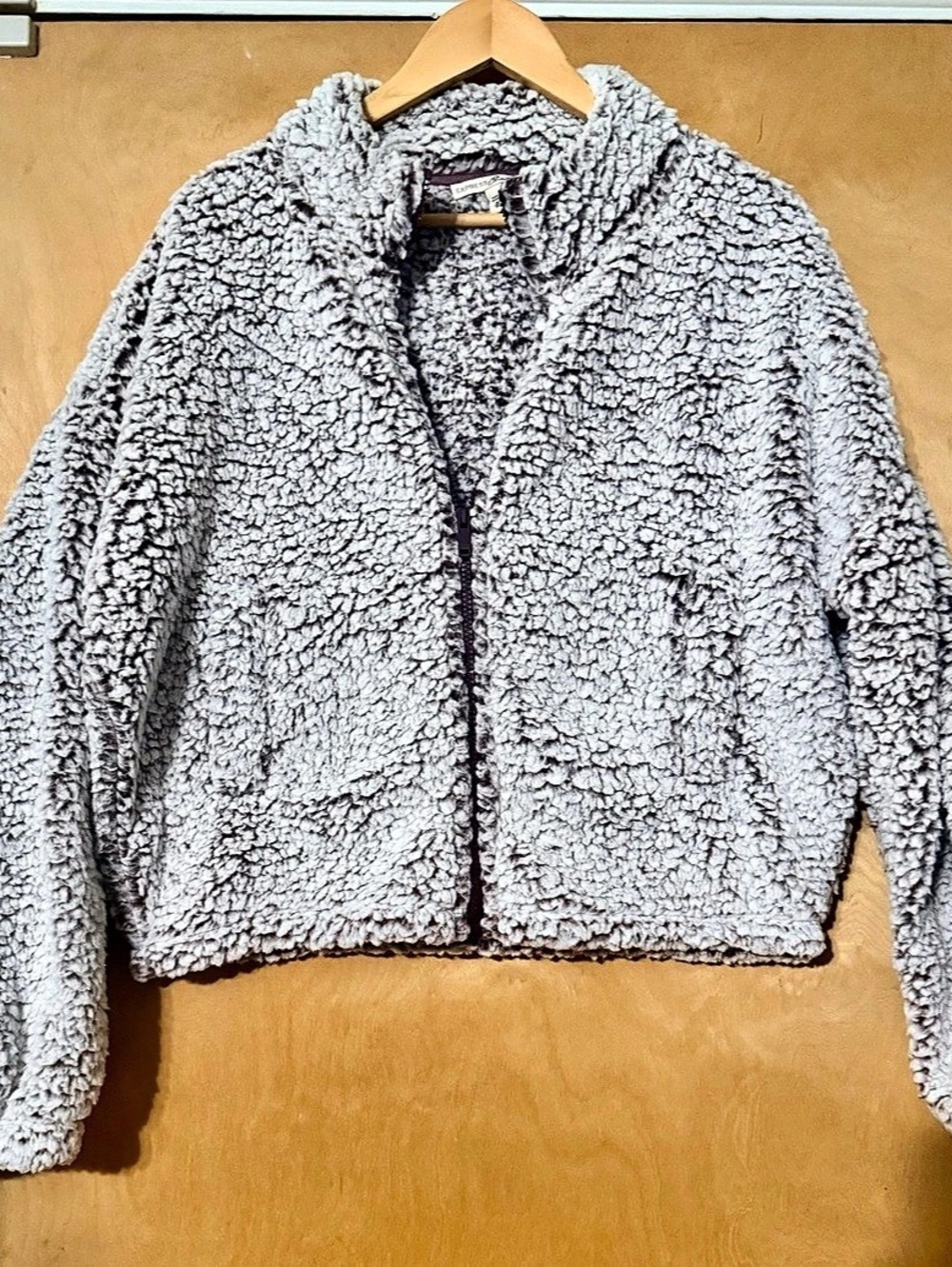 Express Teddy Jacket in Gray Size Medium Like New